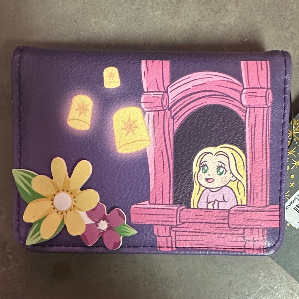 Disney Tangled Purple Wallet with Lanterns and Flowers